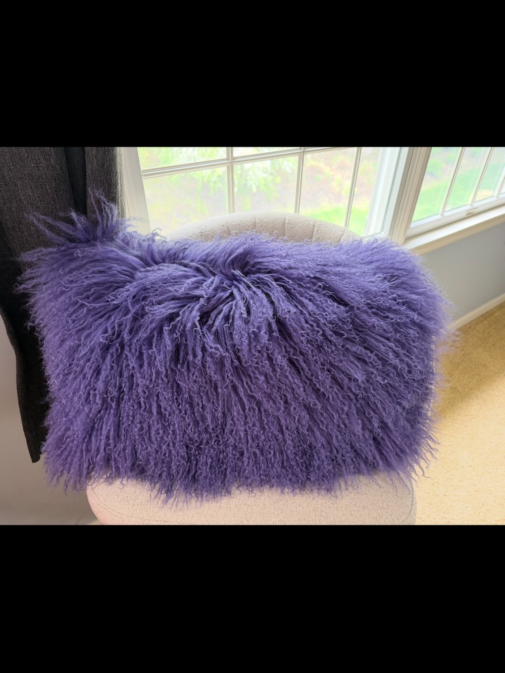 Plush Mongolian Faux Fur Pillow - Lavender Purple